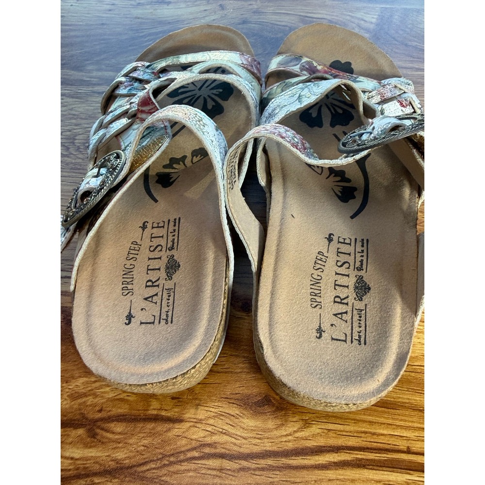 Spring Step L Artiste Yarden Floral Leather Sandals Multi Color Buckle 7.5-8 US - Picture 5 of 7